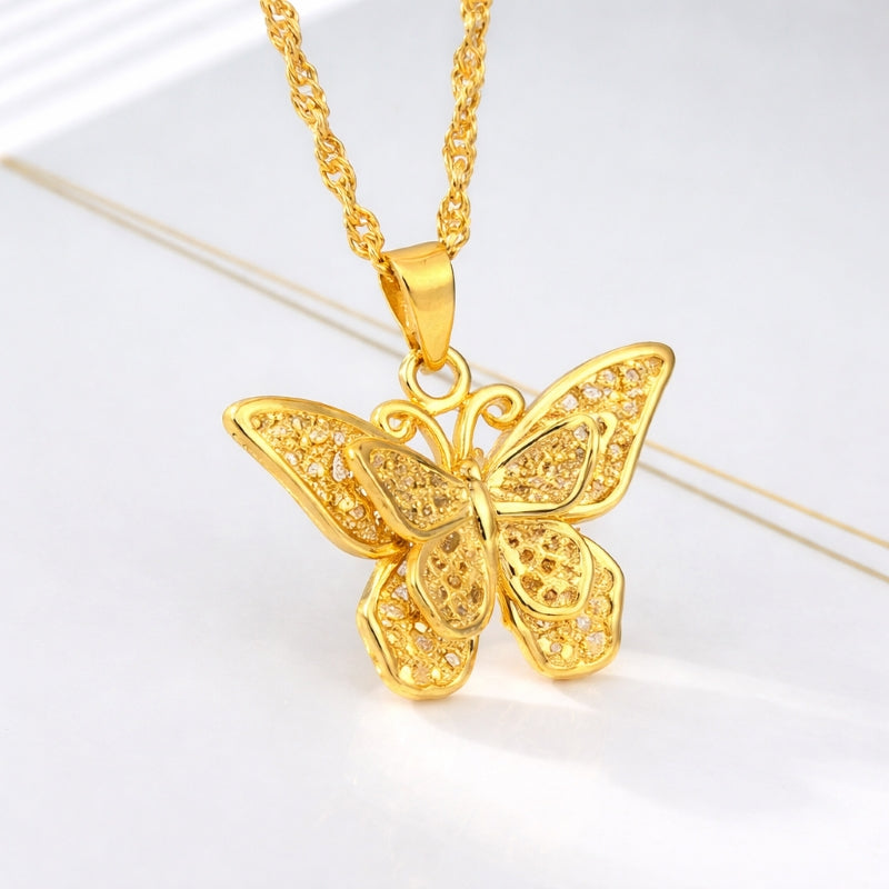 Butterfly Gold Plate Locket Necklace