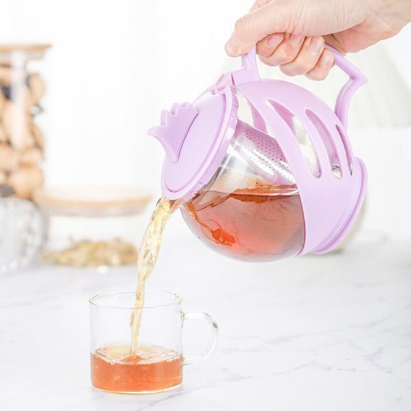 Tempered Glass Tea Pot Infuser with Stainless Steel Basket