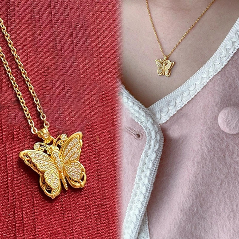 Butterfly Gold Plate Locket Necklace