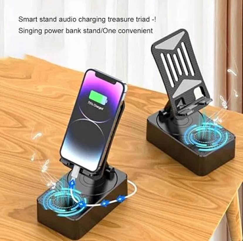 3-in-1 Wireless Speaker Phone Stand & Power Bank